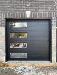 Brand new – 1 8x8 contemporary black plank panel with 4 obscured windows down left side